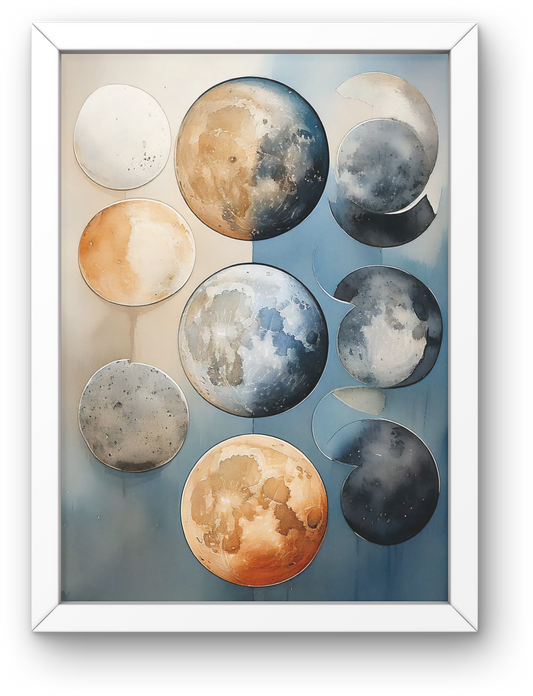 Lunar Phases in Watercolor