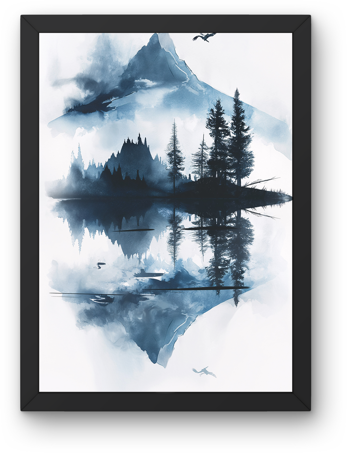 Blue Ink Mountain Reflection