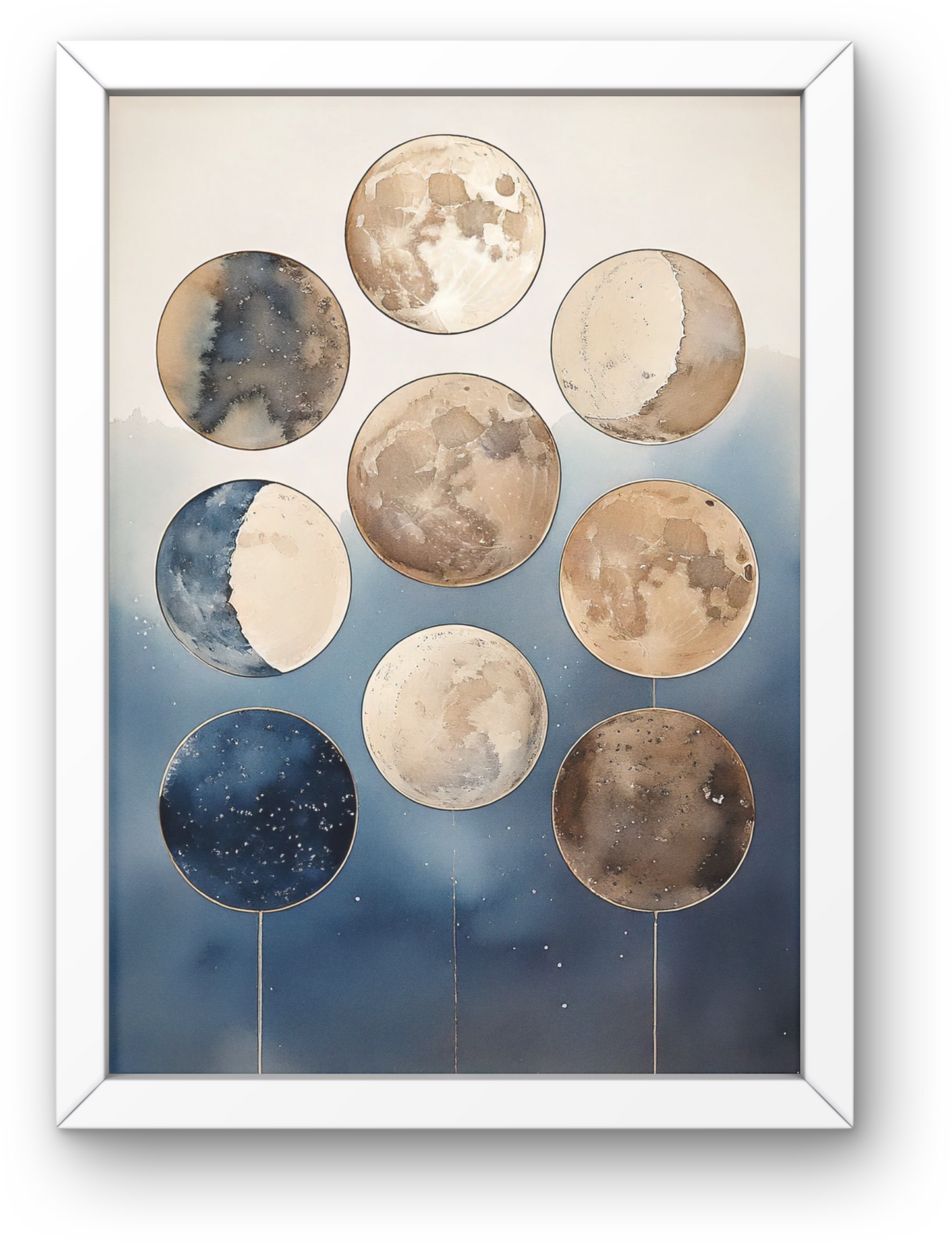 Lunar Phases in Watercolor