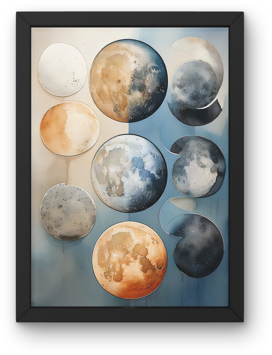 Lunar Phases in Watercolor