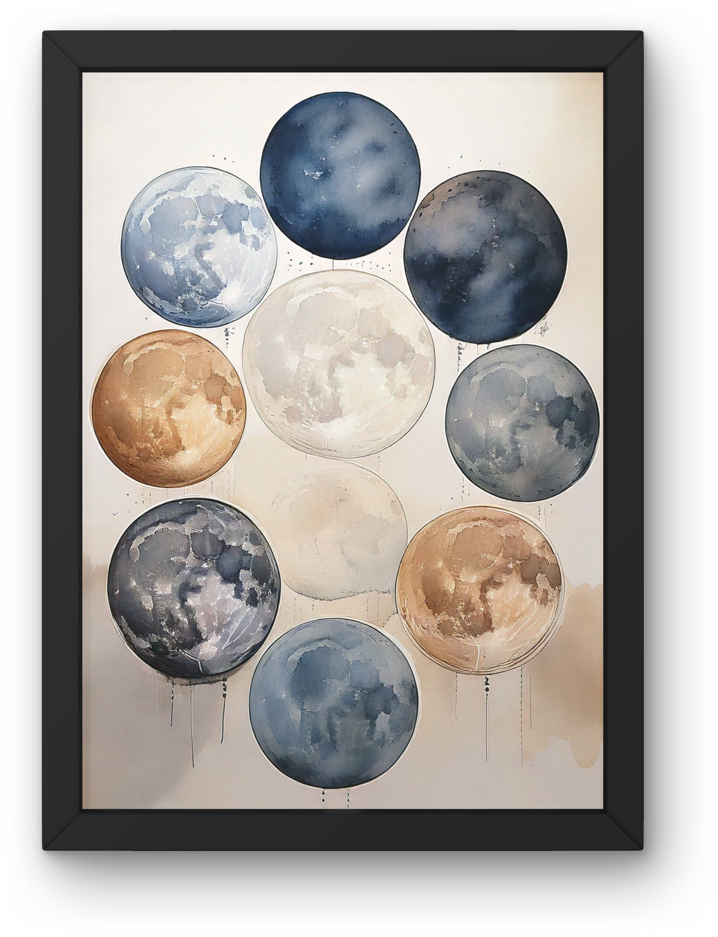 Lunar Phases in Watercolor