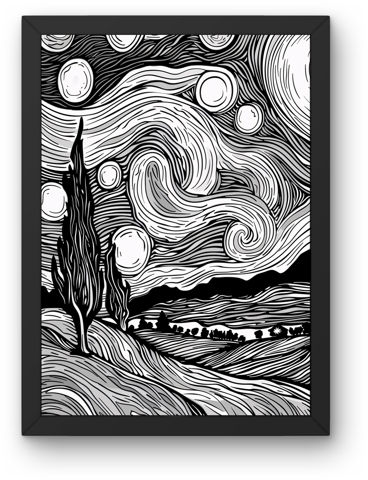 Starry Night Line Art