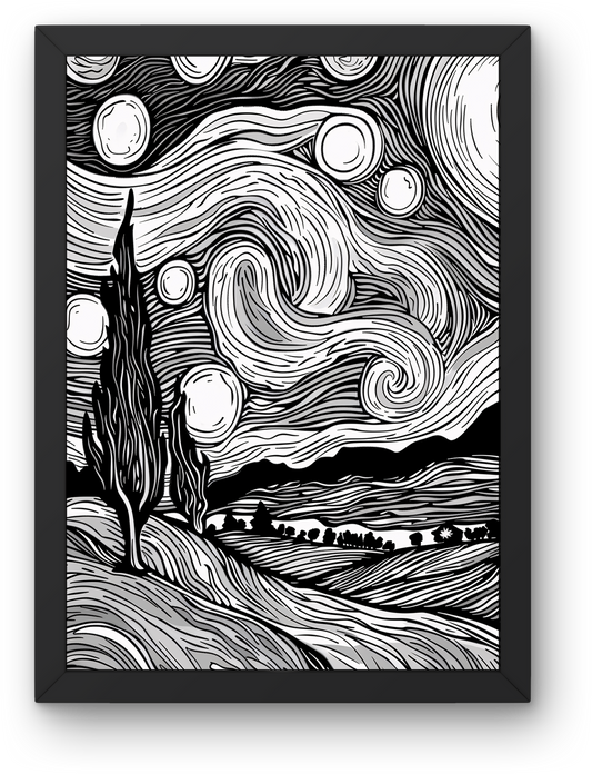 Starry Night Line Art