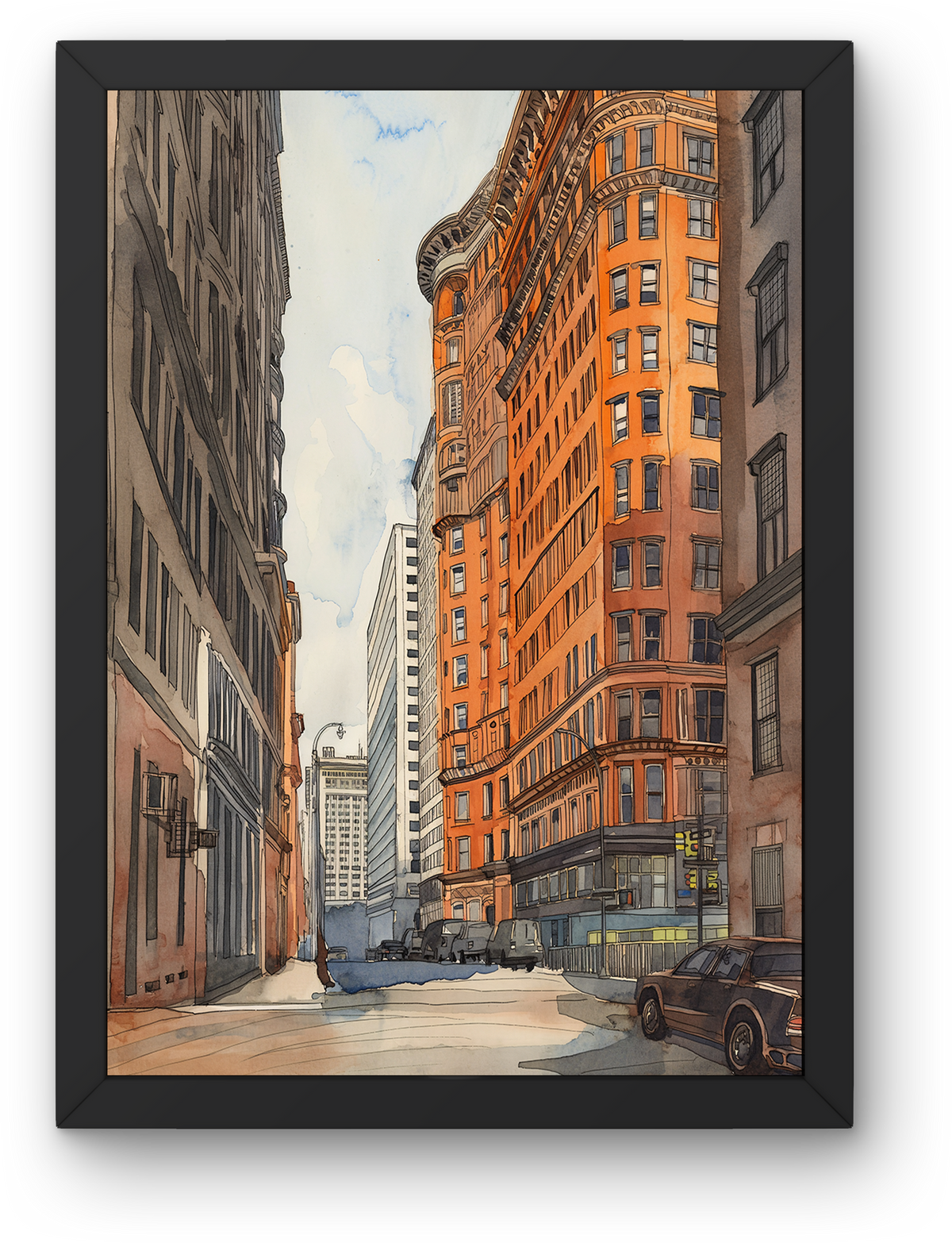 Watercolor City Street