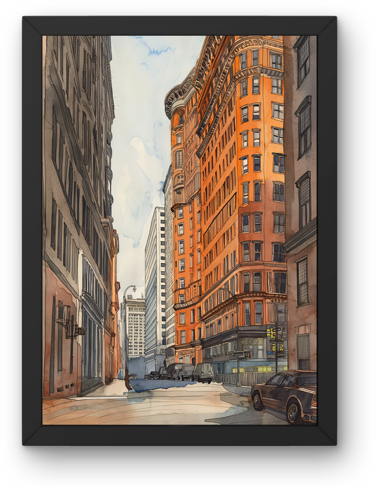 Watercolor City Street