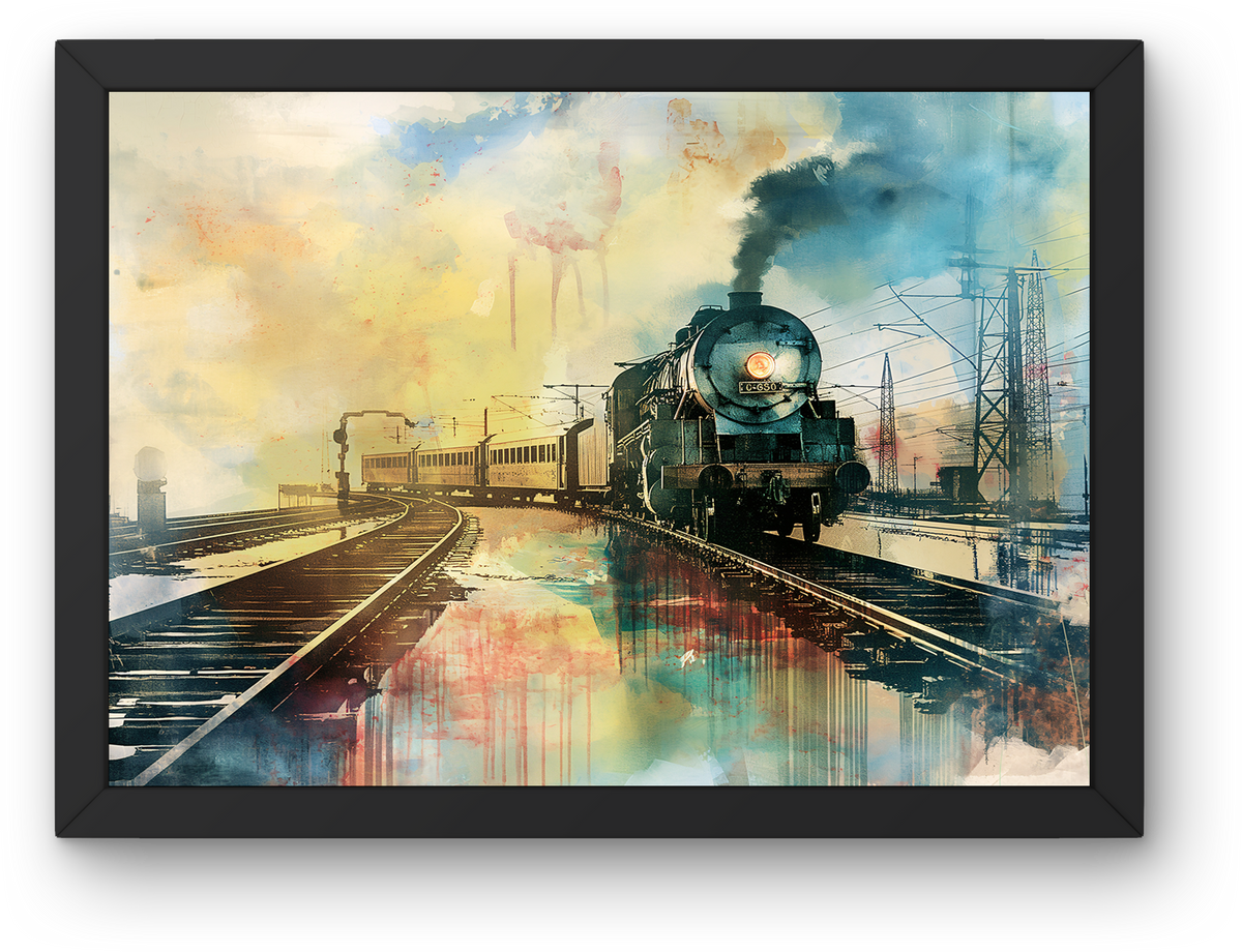Watercolor Steam Train