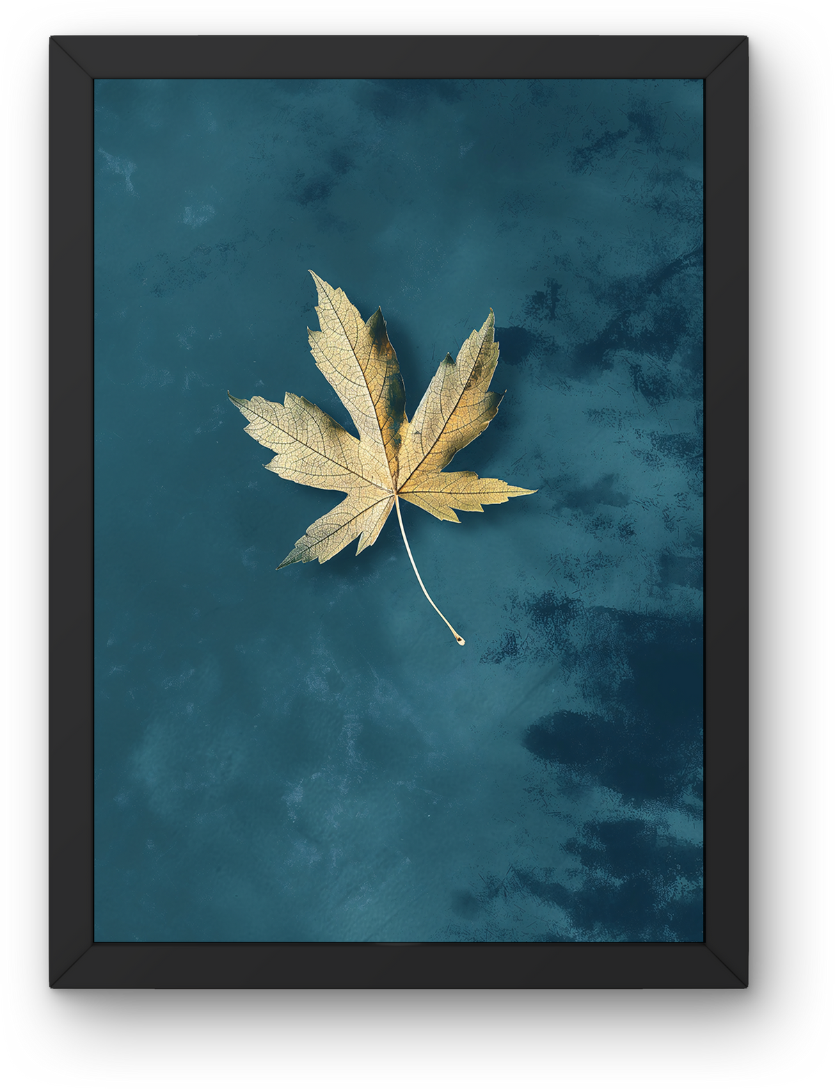Golden Leaf on Teal