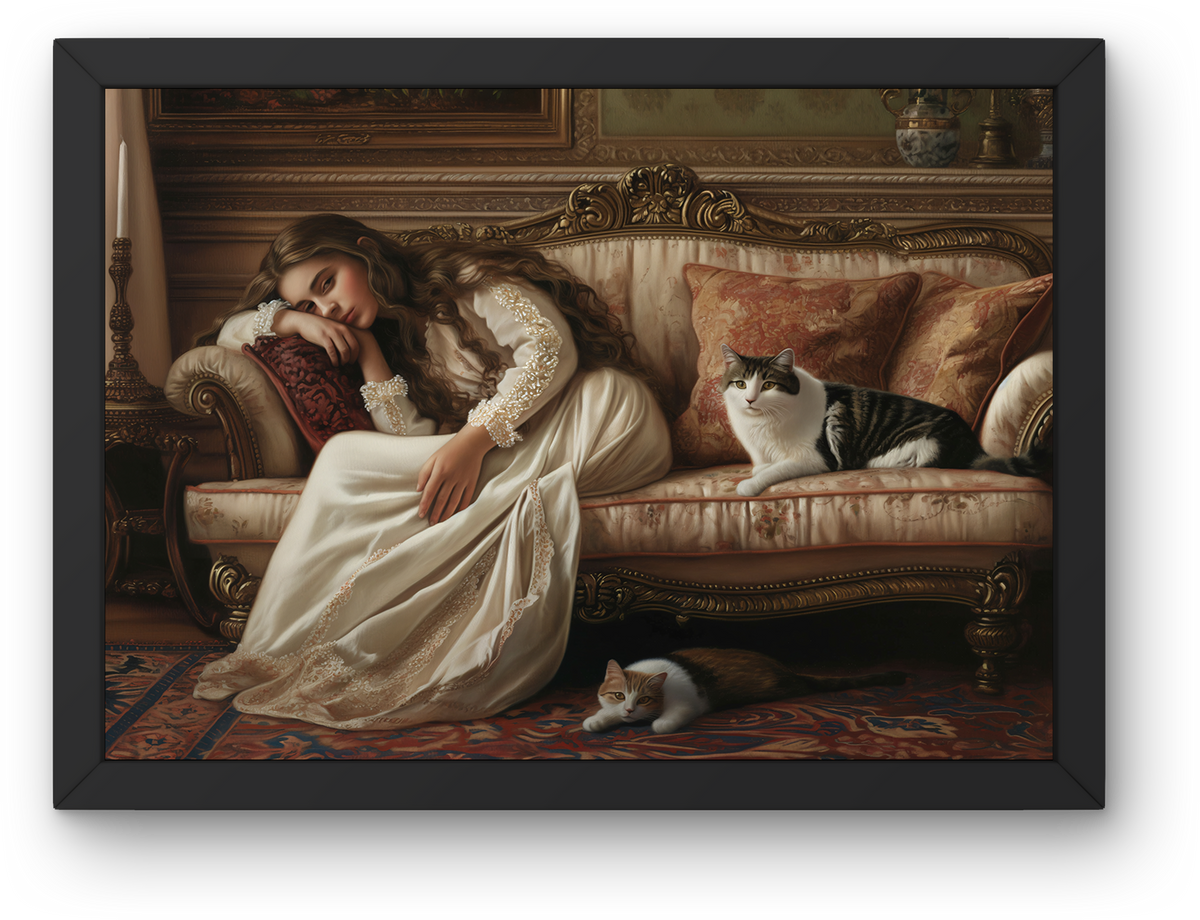 Sleeping Lady with Cats