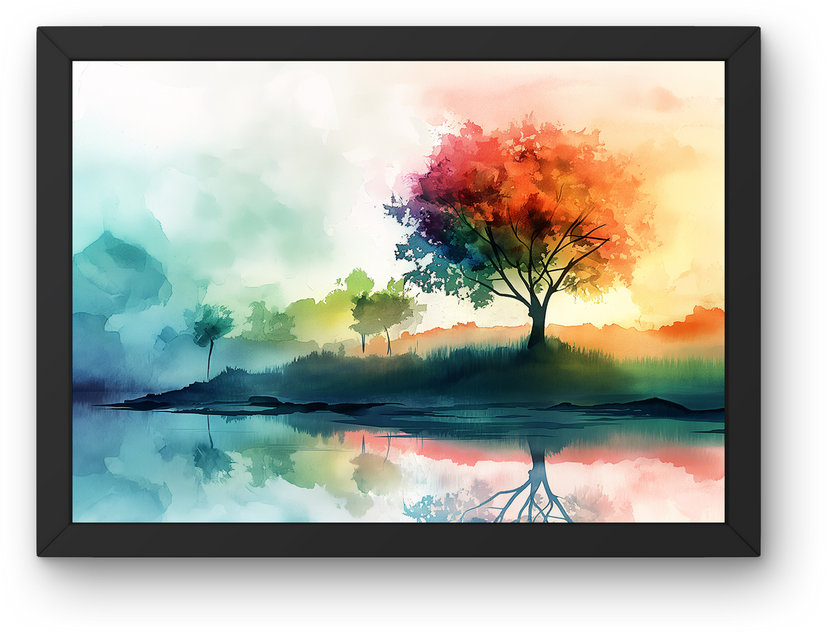 Rainbow Watercolor Tree