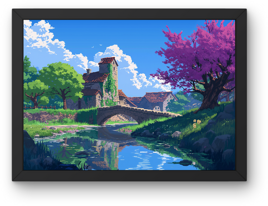 Pixel Stone Bridge Village
