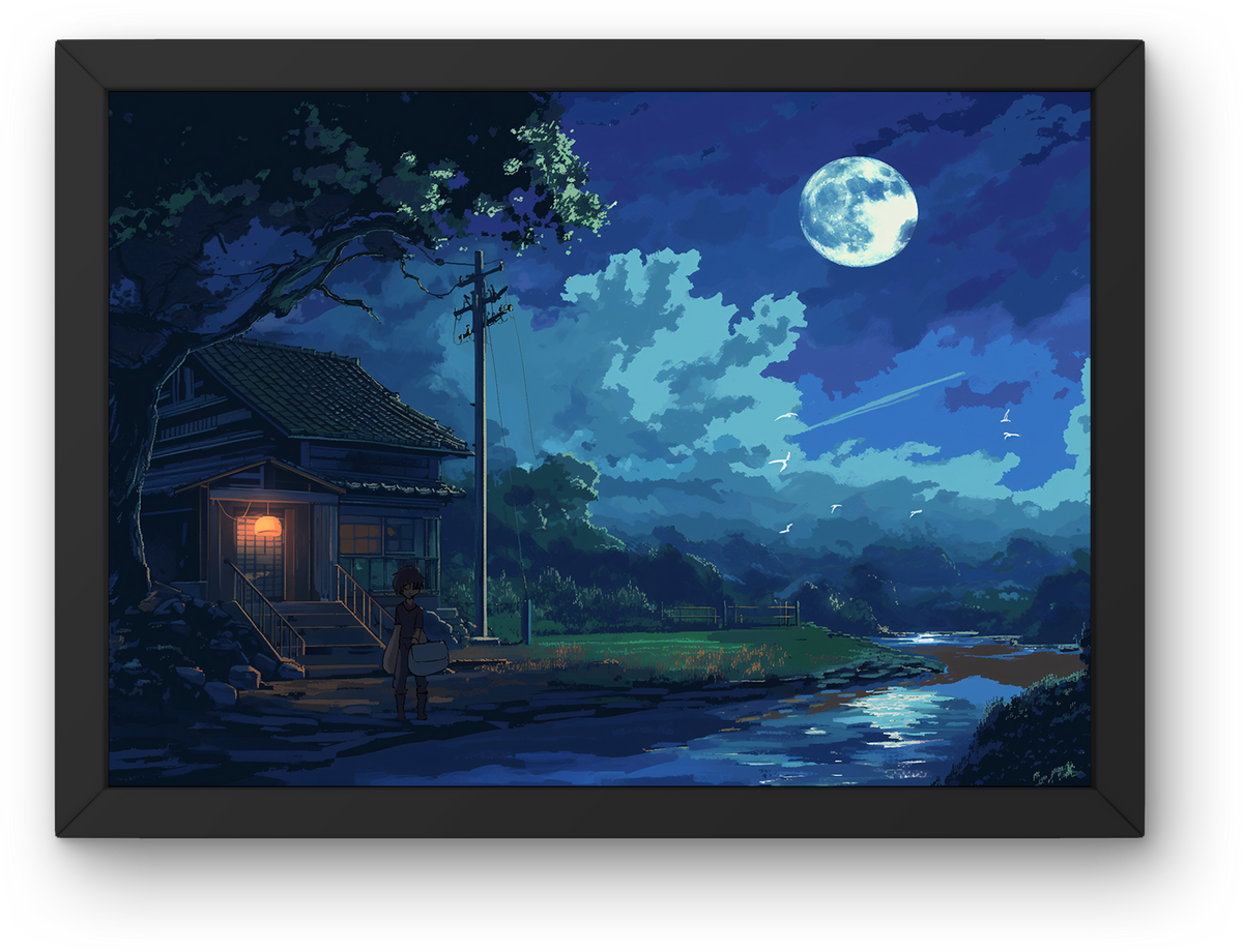 Pixel Moonlit Cabin
